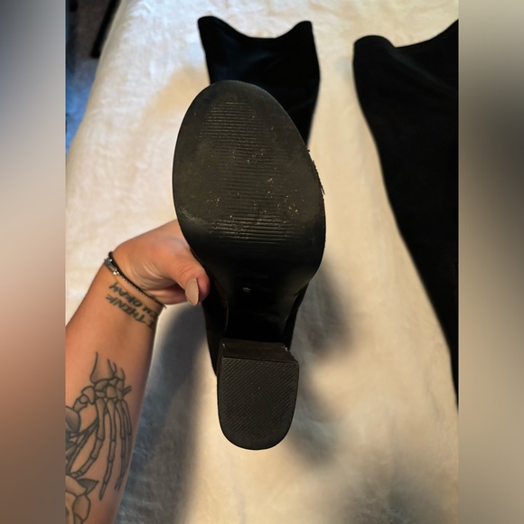 Steve Madden Sofia Black Over the Knee Faux Suede Stretch Boot - Picture 4 of 12